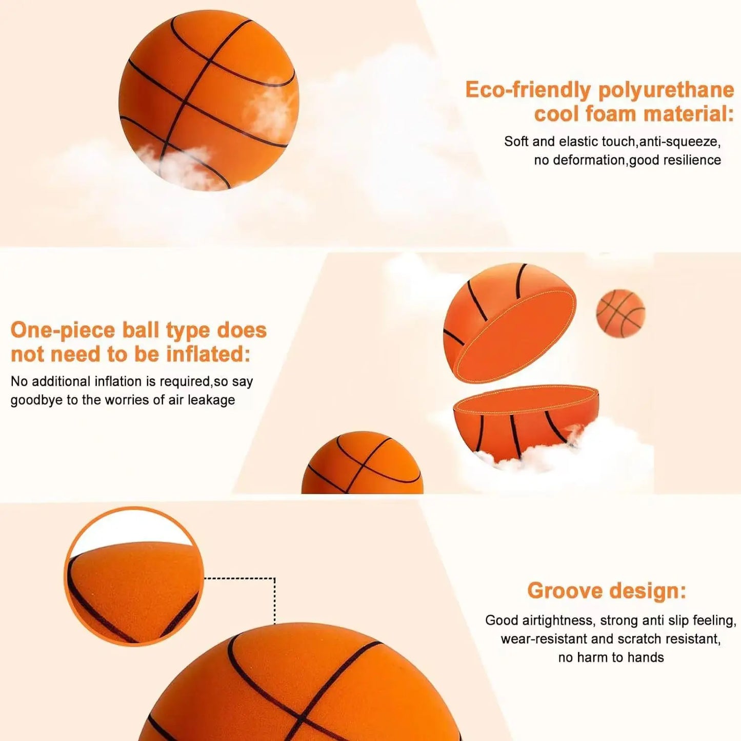 High Quality Outdoor Sport Game Basket Ball Bouncing Mute Ball Silent Basketball Ball for Indoor