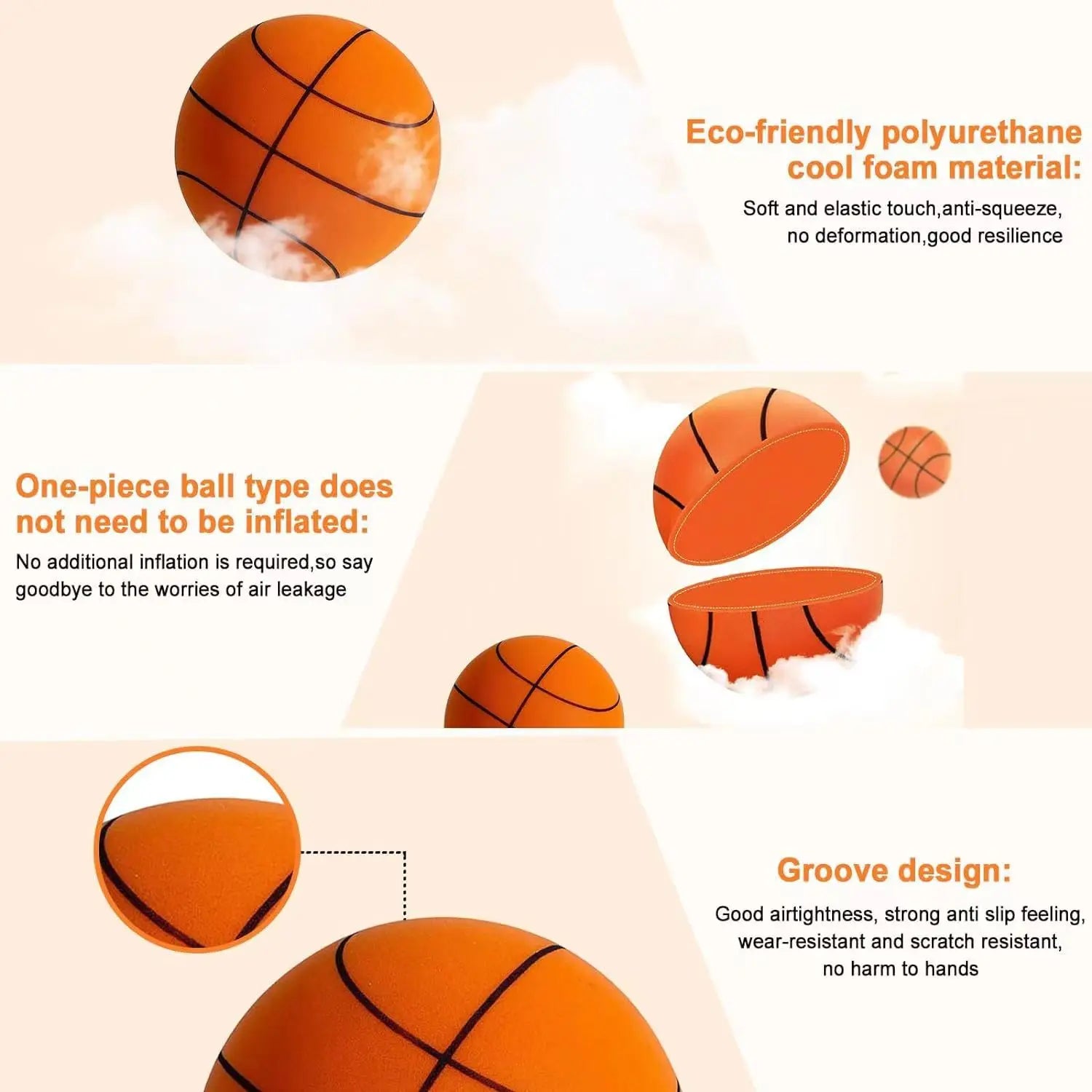 High Quality Outdoor Sport Game Basket Ball Bouncing Mute Ball Silent Basketball Ball for Indoor